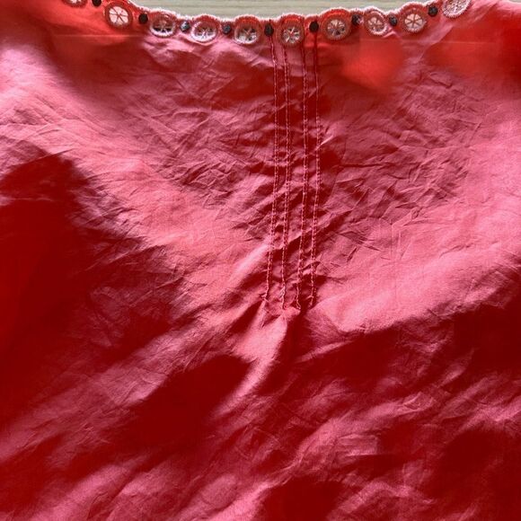 BCBG Max Azria coral silk embroidered tunic with bell sleeves - small - Picture 6 of 9